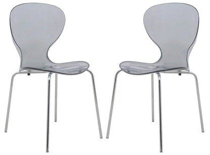 Modern Oyster Transparent Side Chair Set of 2 - Elax Furniture