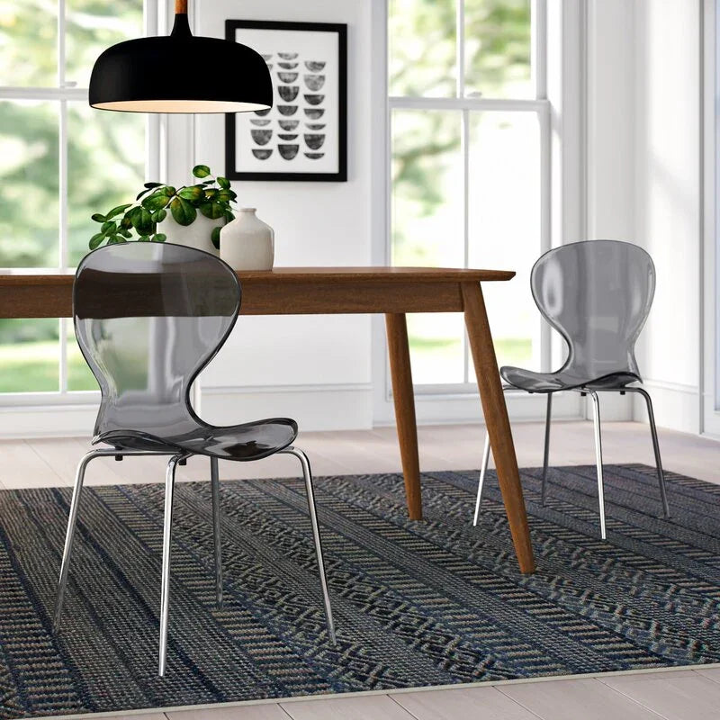 Modern Oyster Transparent Side Chair Set of 2 - Elax Furniture