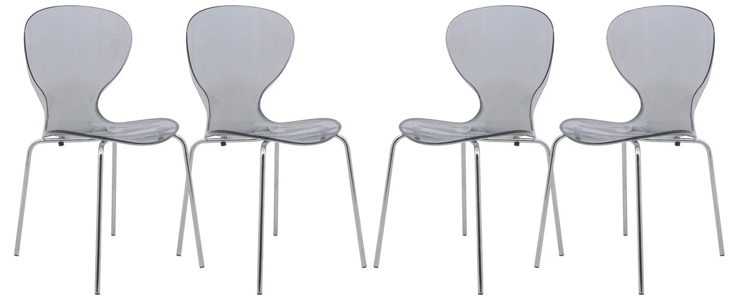 Modern Oyster Transparent Side Chair Set of 4 - Elax Furniture
