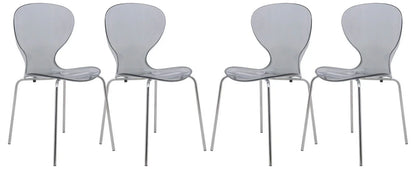 Modern Oyster Transparent Side Chair Set of 4 - Elax Furniture