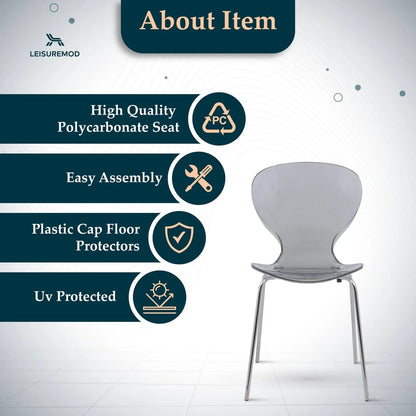 Oyster Modern Dining Side Chair with Chrome Legs - Elax Furniture