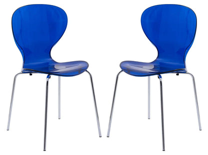 Modern Oyster Transparent Side Chair Set of 2 - Elax Furniture
