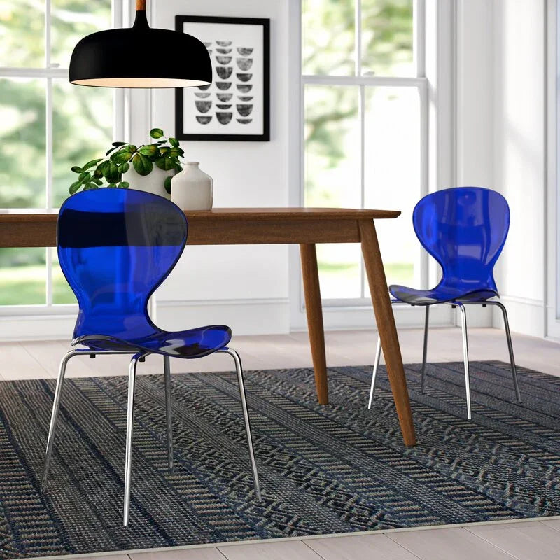Modern Oyster Transparent Side Chair Set of 2 - Elax Furniture