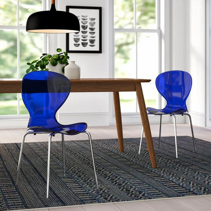 Modern Oyster Transparent Side Chair Set of 2 - Elax Furniture