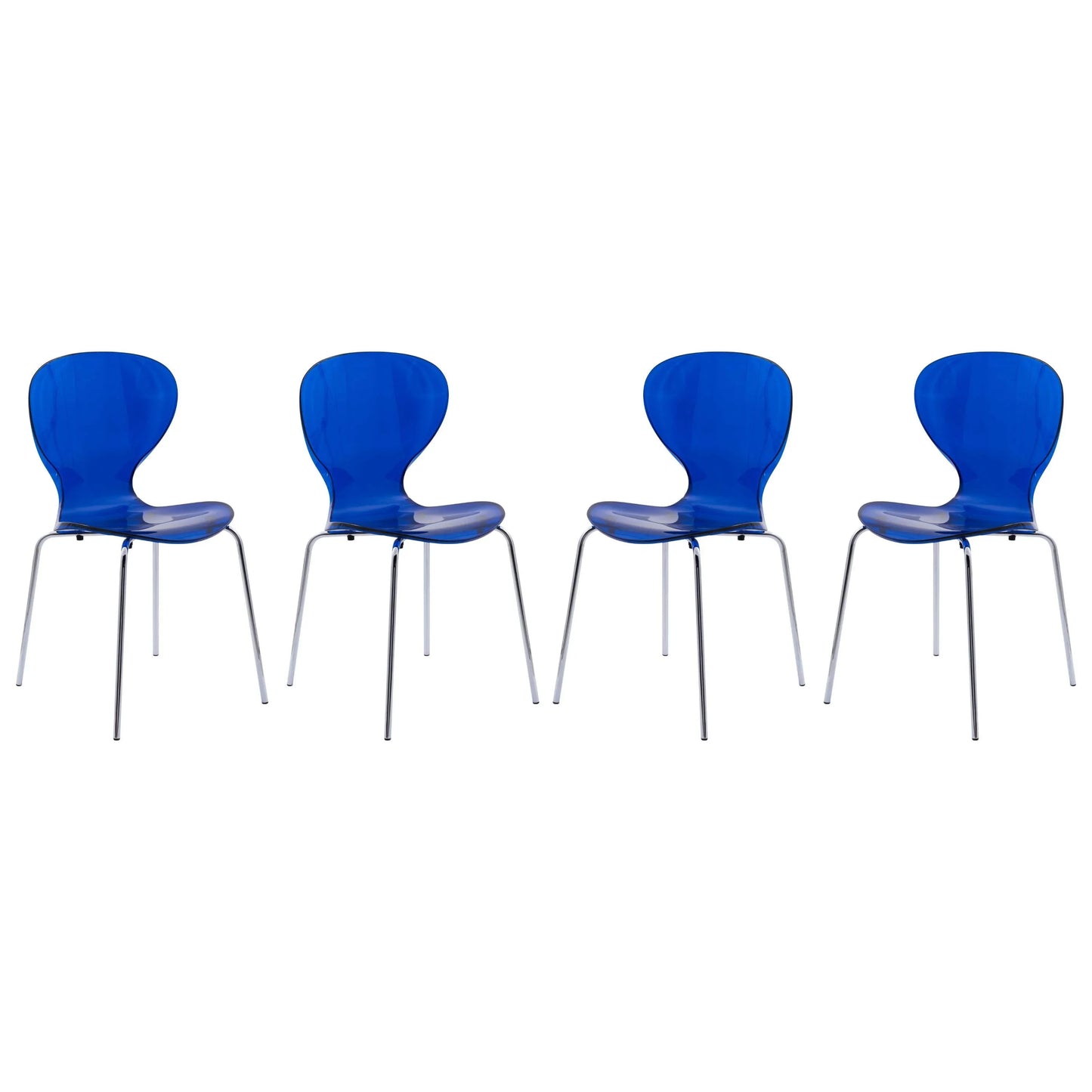 Modern Oyster Transparent Side Chair Set of 4 - Elax Furniture