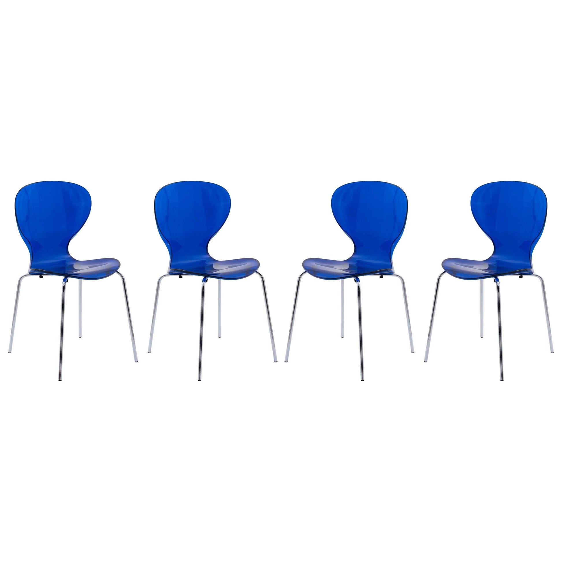Modern Oyster Transparent Side Chair Set of 4 - Elax Furniture