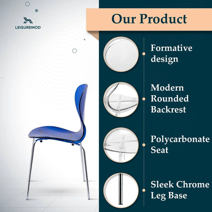 Oyster Modern Dining Side Chair with Chrome Legs - Elax Furniture