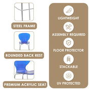 Oyster Mid-Century Modern Acrylic Barstool with Steel Frame in Chrome Finish Set of 2 - Elax Furniture