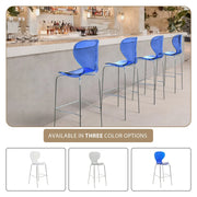 Oyster Mid-Century Modern Acrylic Barstool with Steel Frame in Chrome Finish for Kitchen and Dining Room - Elax Furniture