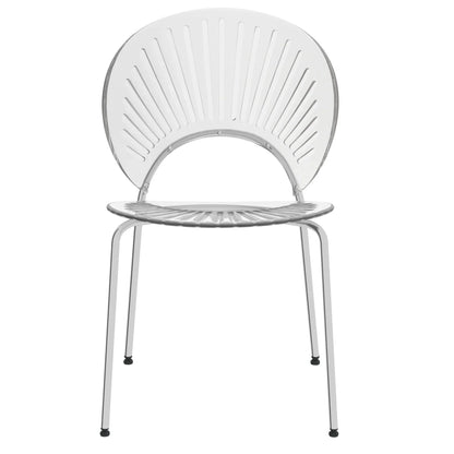 Opulent Modern Plastic Dining Chair in Chrome Metal Legs Set of 2 - Elax Furniture