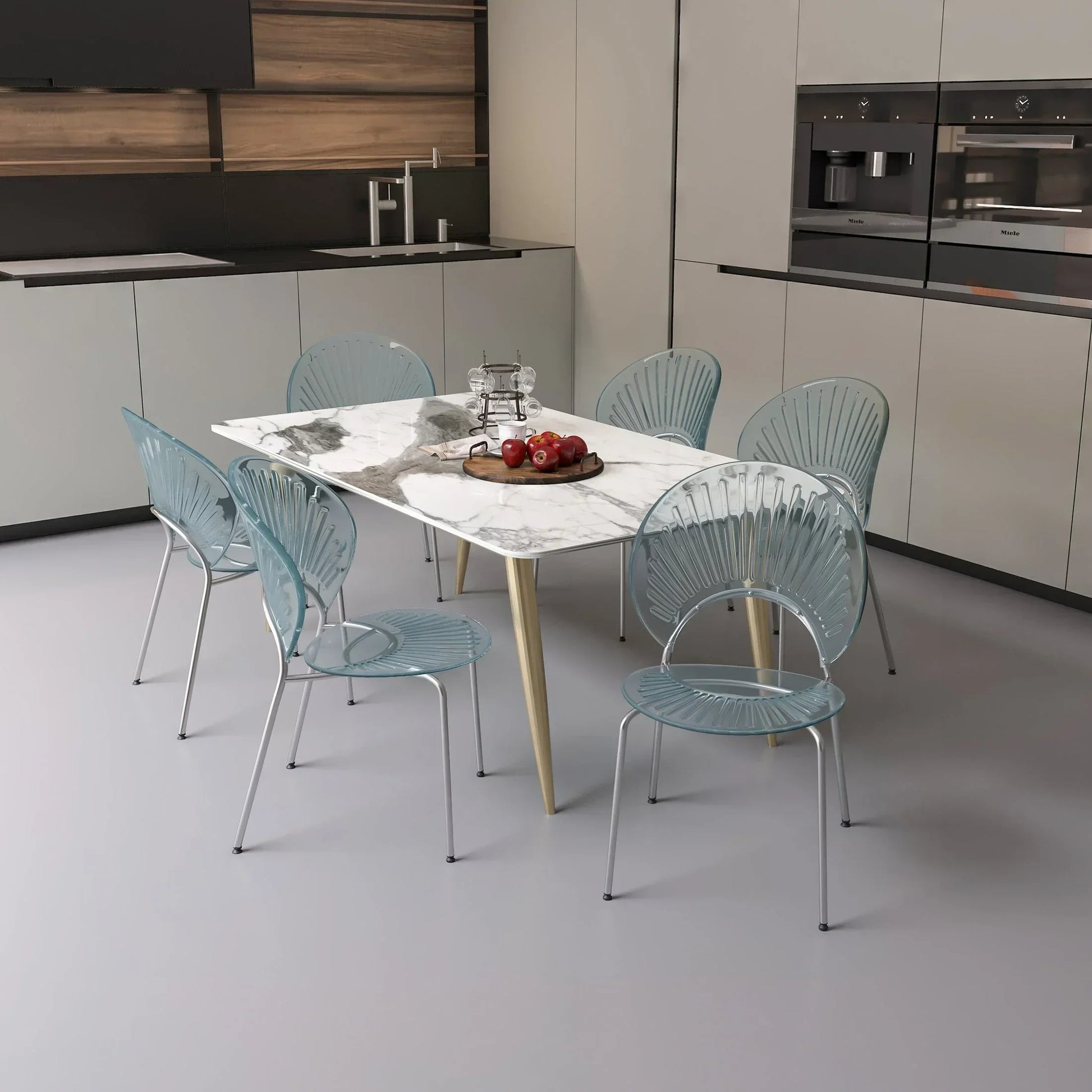 Opulent Modern Plastic Dining Chair in Chrome Metal Legs Set of 2 - Elax Furniture