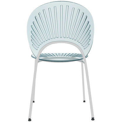 Opulent Modern Plastic Dining Chair in Chrome Metal Legs Set of 4 - Elax Furniture