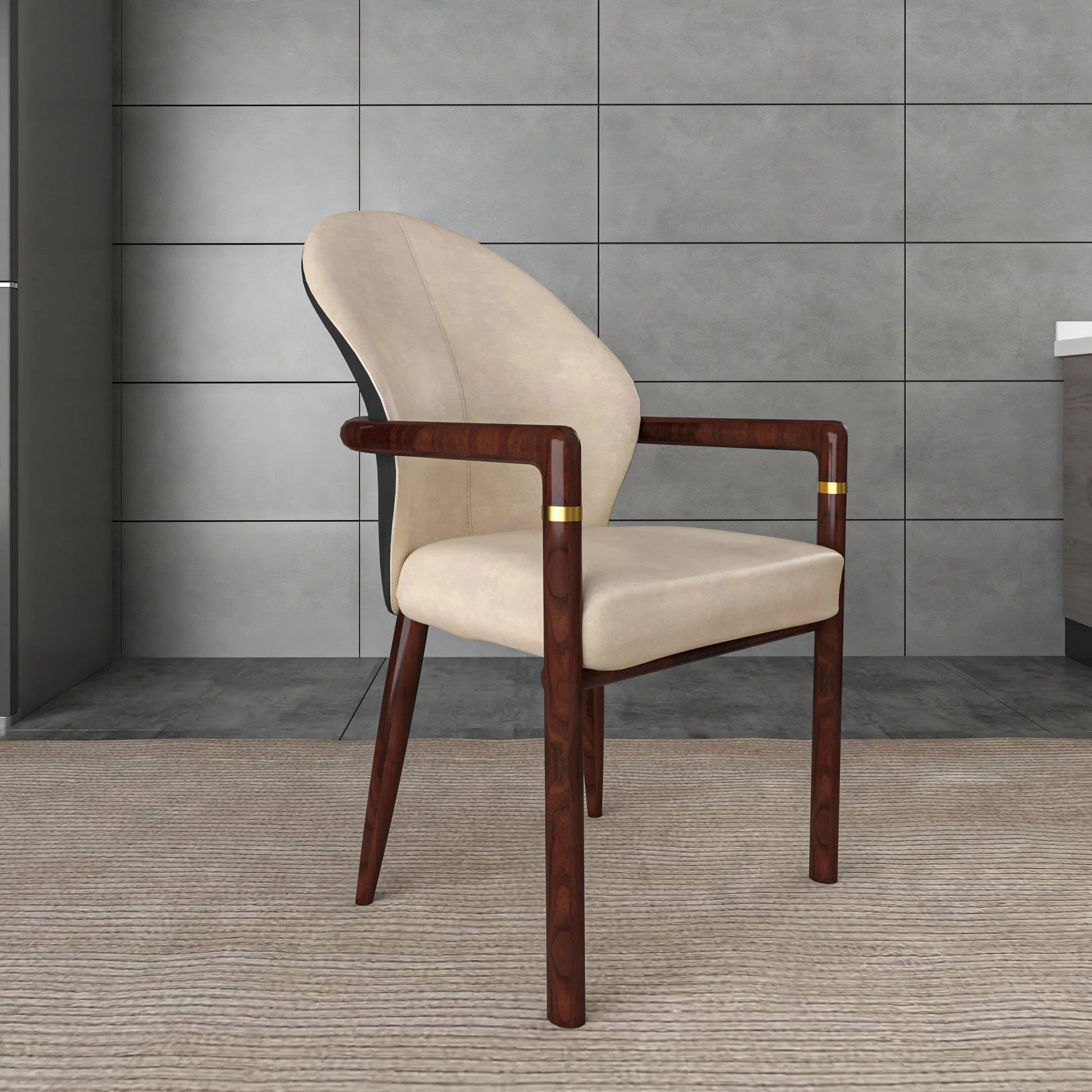 Opaline Dining Chair in Velvet or Leather Upholstery with Rubberwood Frame with Gold Accents - Elax Furniture