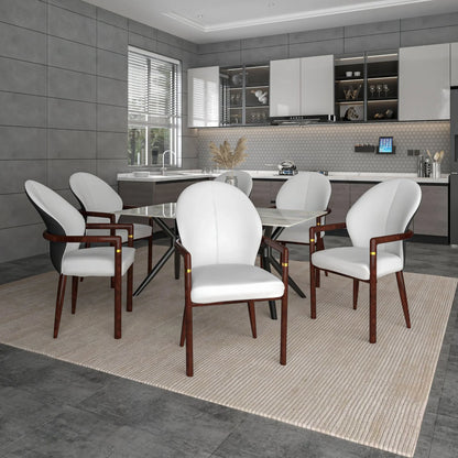 Opaline Dining Chair in Velvet or Leather Upholstery with Rubberwood Frame with Gold Accents - Elax Furniture