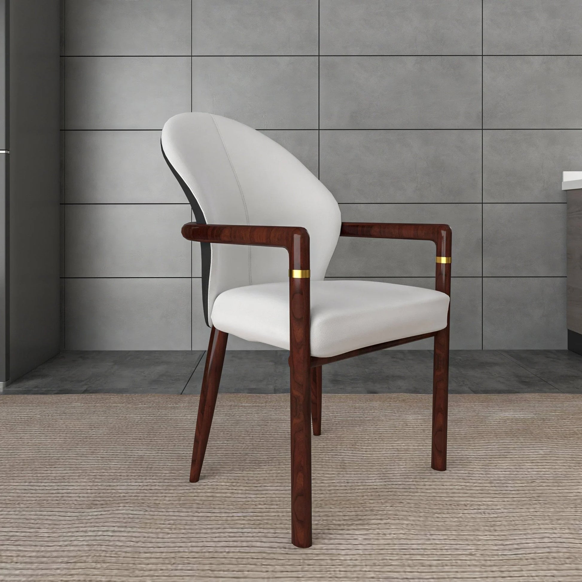 Opaline Dining Chair in Velvet or Leather Upholstery with Rubberwood Frame with Gold Accents - Elax Furniture
