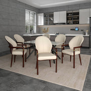Opaline Dining Chair in Velvet or Leather Upholstery with Rubberwood Frame with Gold Accents - Elax Furniture
