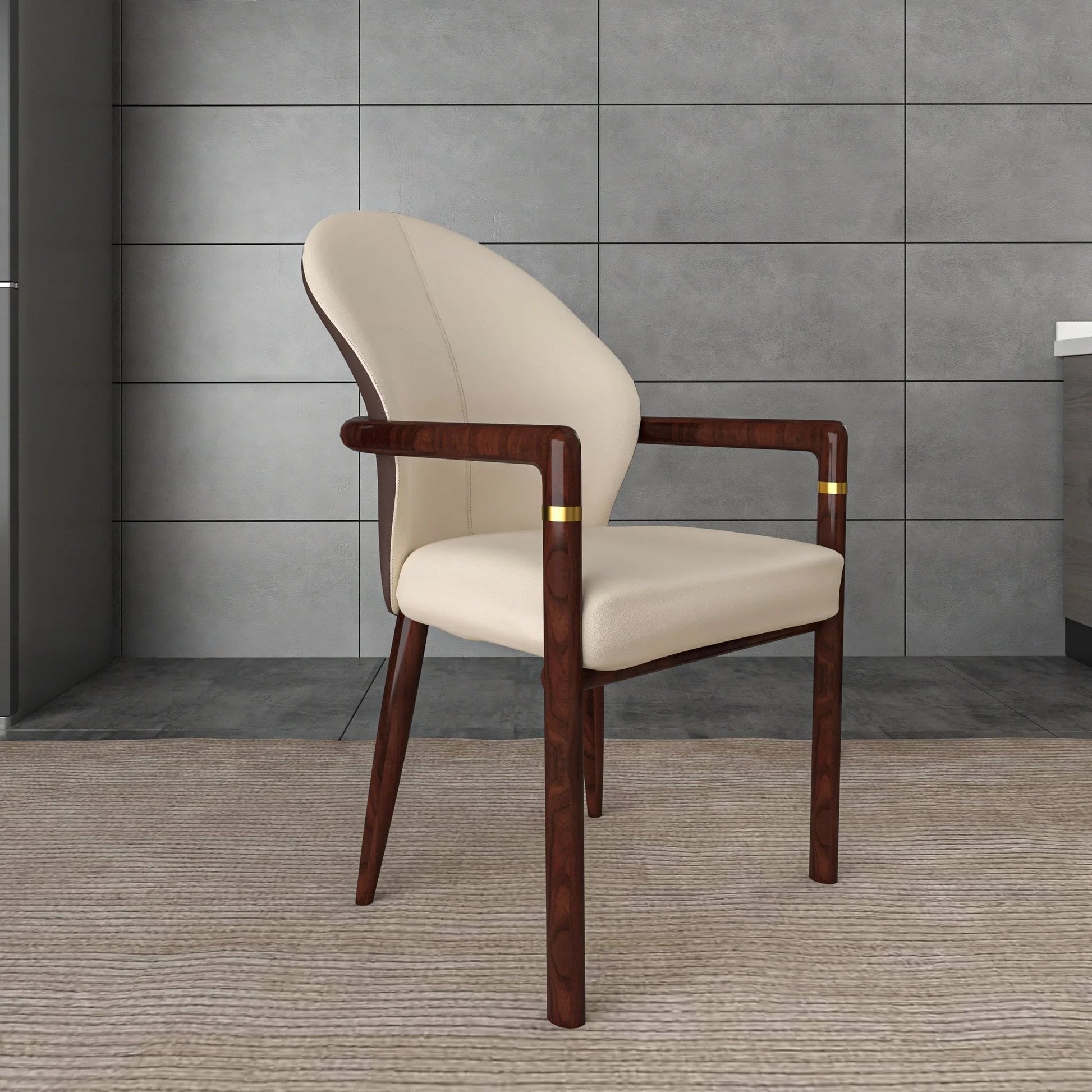 Opaline Dining Chair in Velvet or Leather Upholstery with Rubberwood Frame with Gold Accents - Elax Furniture