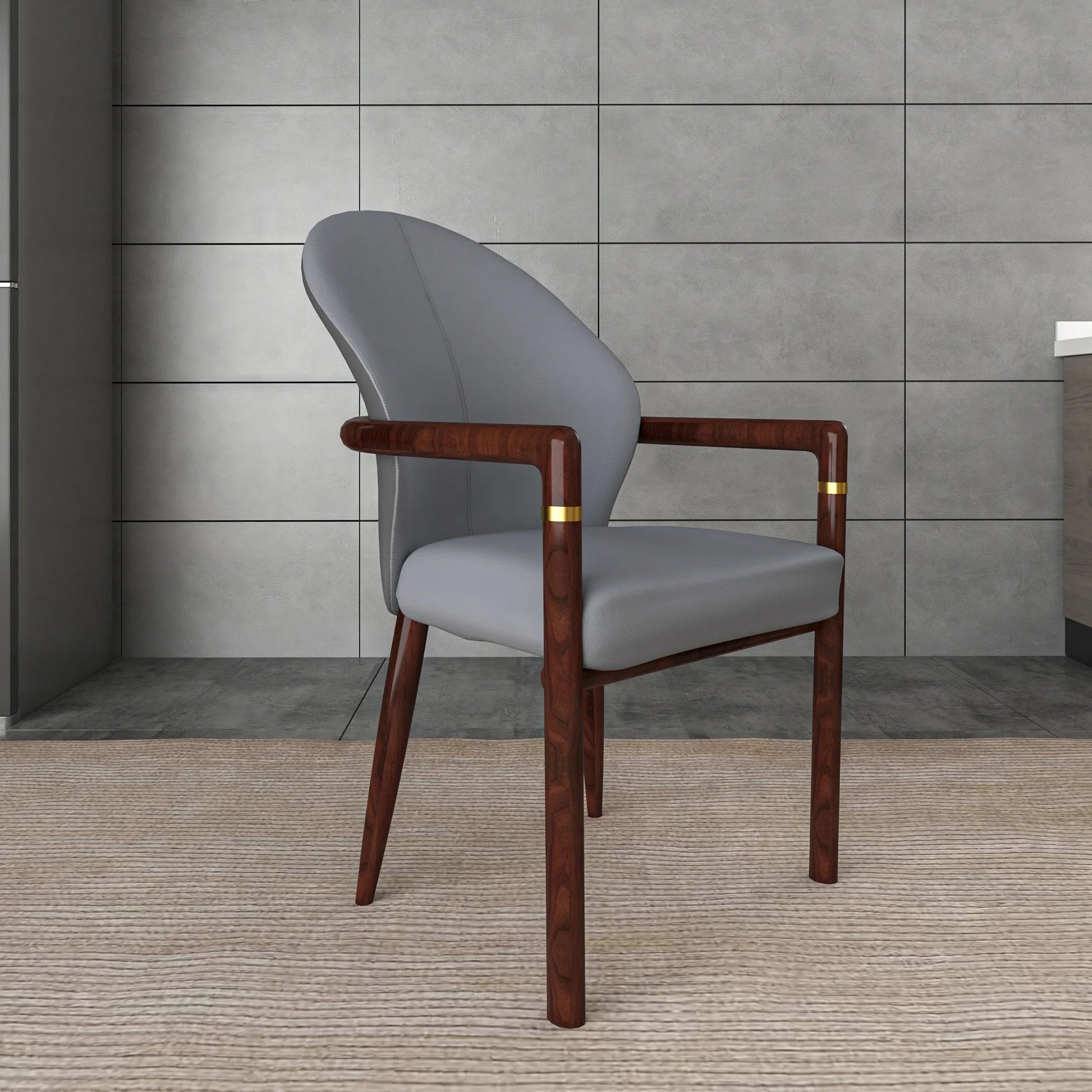 Opaline Dining Chair in Velvet or Leather Upholstery with Rubberwood Frame with Gold Accents - Elax Furniture