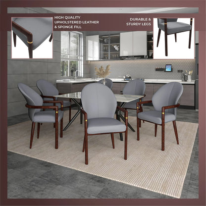 Opaline Dining Chair in Velvet or Leather Upholstery with Rubberwood Frame with Gold Accents - Elax Furniture