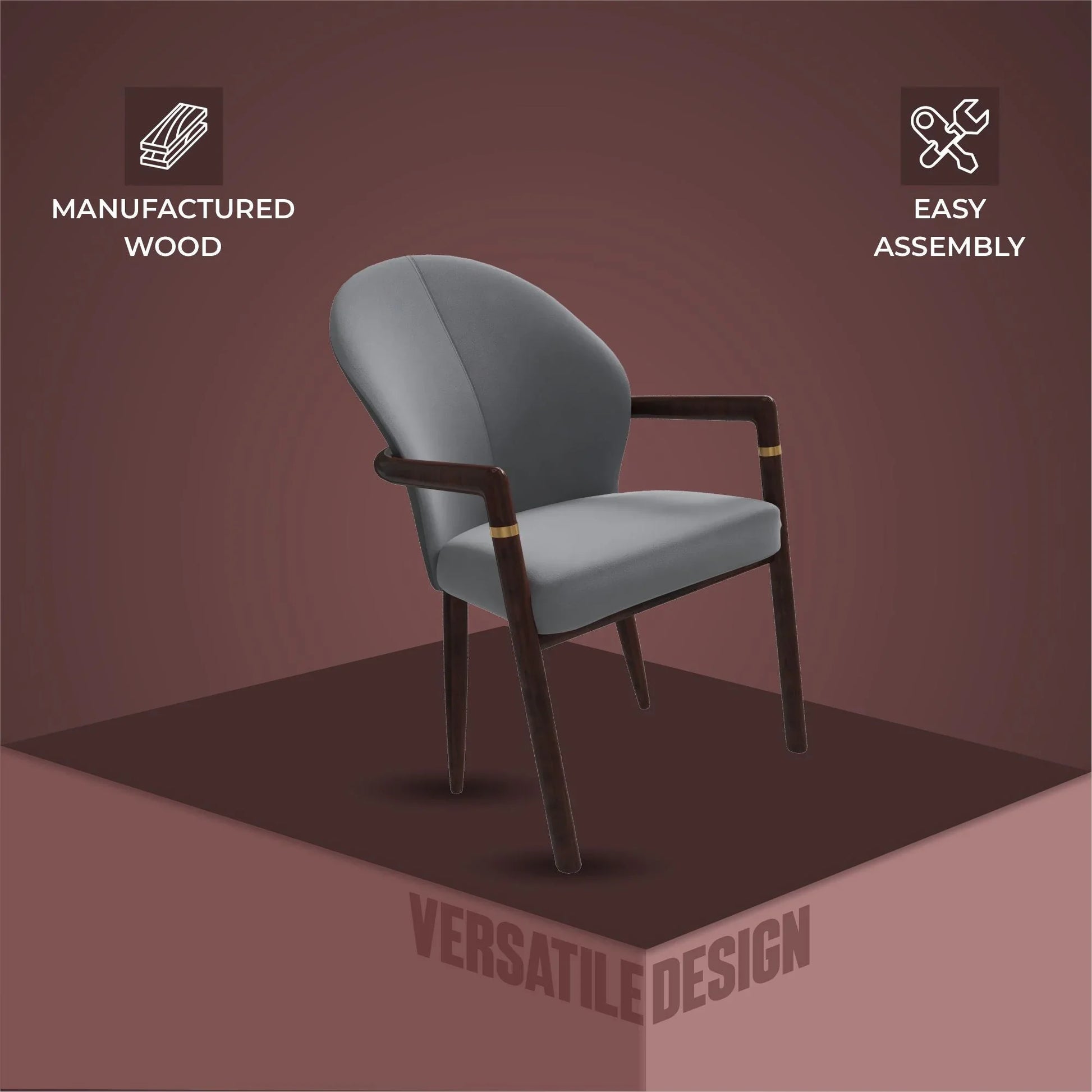 Opaline Dining Chair in Velvet or Leather Upholstery with Rubberwood Frame with Gold Accents - Elax Furniture