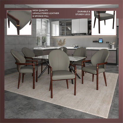 Opaline Dining Chair in Velvet or Leather Upholstery with Rubberwood Frame with Gold Accents - Elax Furniture