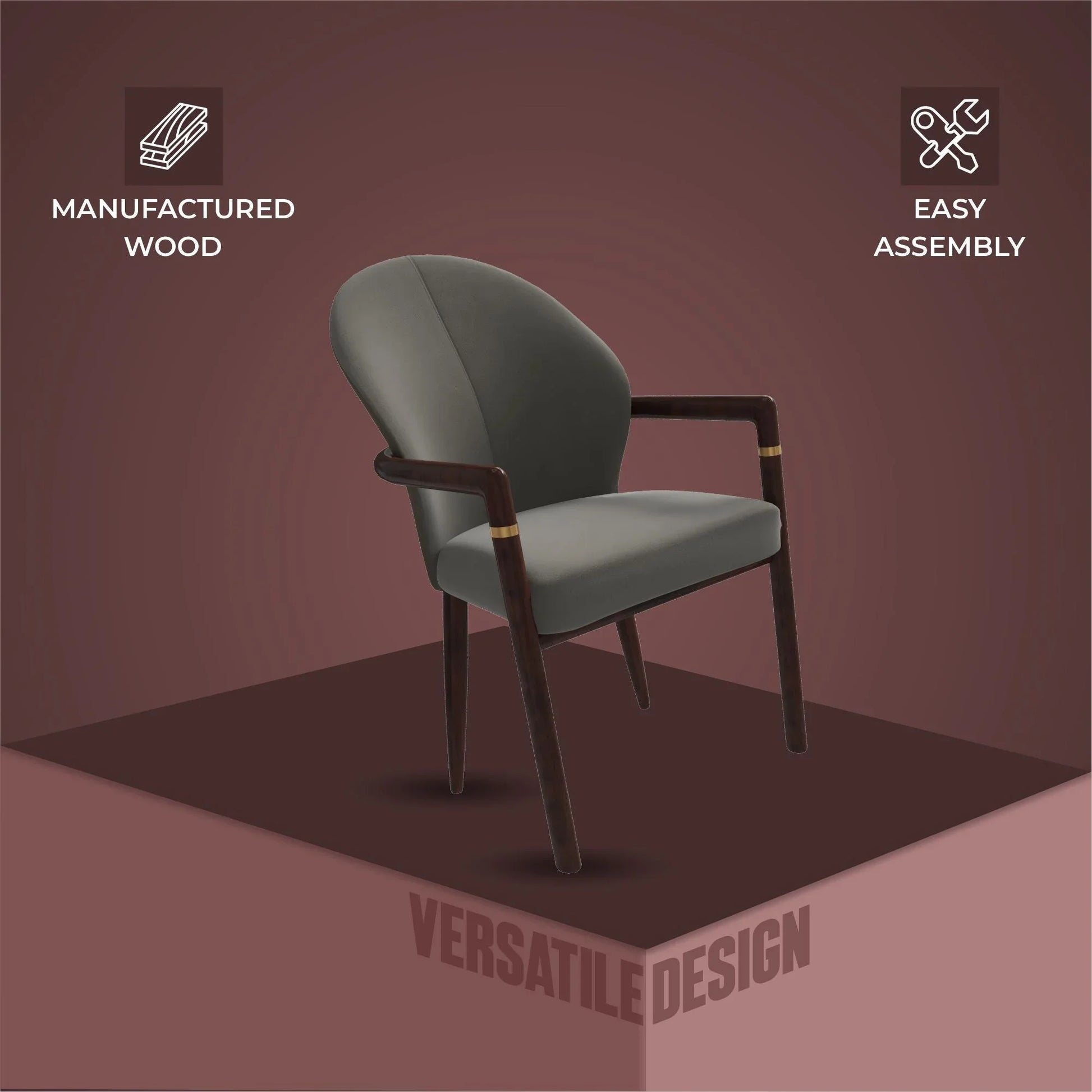 Opaline Dining Chair in Velvet or Leather Upholstery with Rubberwood Frame with Gold Accents - Elax Furniture