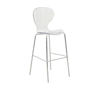 Oyster Mid-Century Modern Acrylic Barstool with Steel Frame in Chrome Finish Set of 2 - Elax Furniture