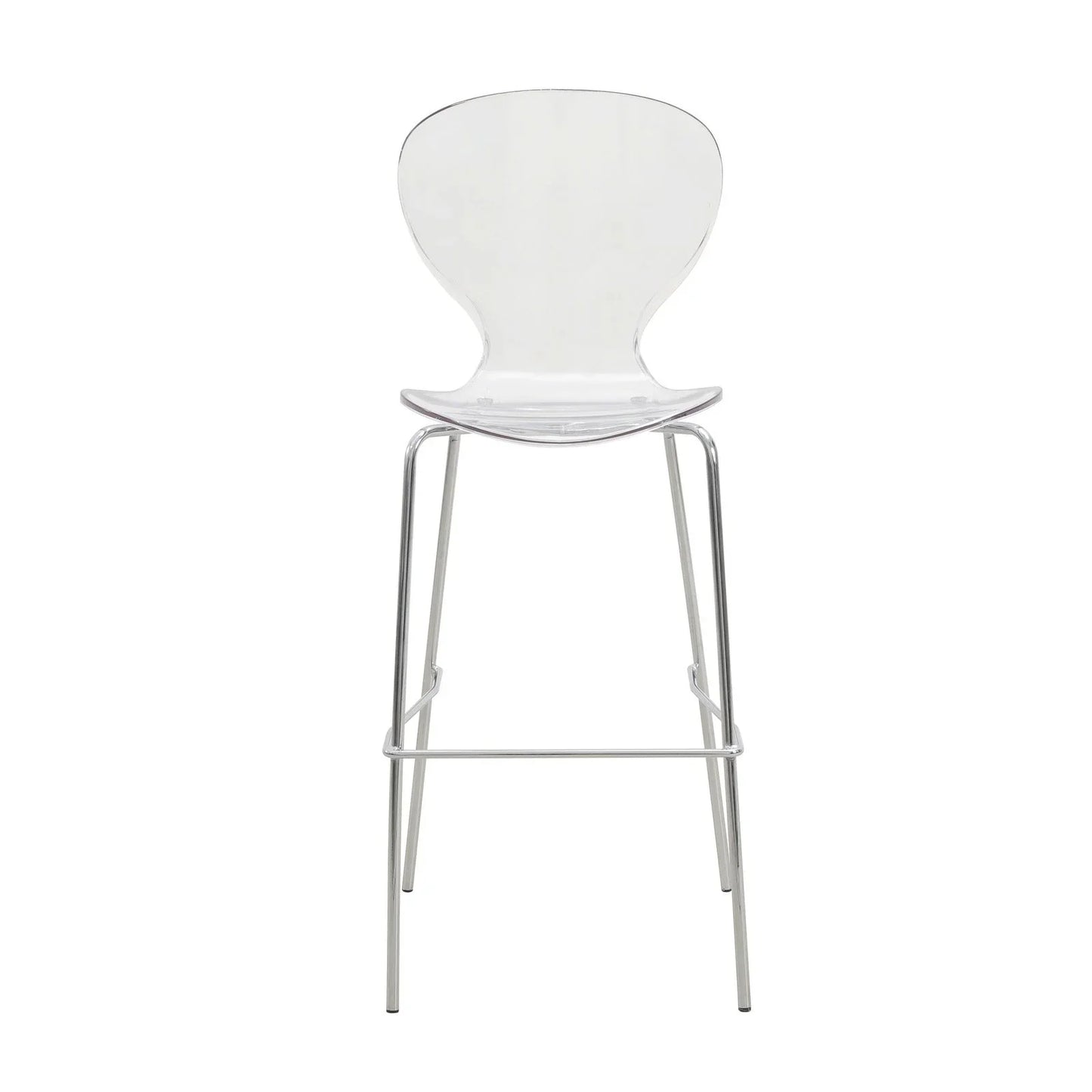 Oyster Mid-Century Modern Acrylic Barstool with Steel Frame in Chrome Finish Set of 2 - Elax Furniture
