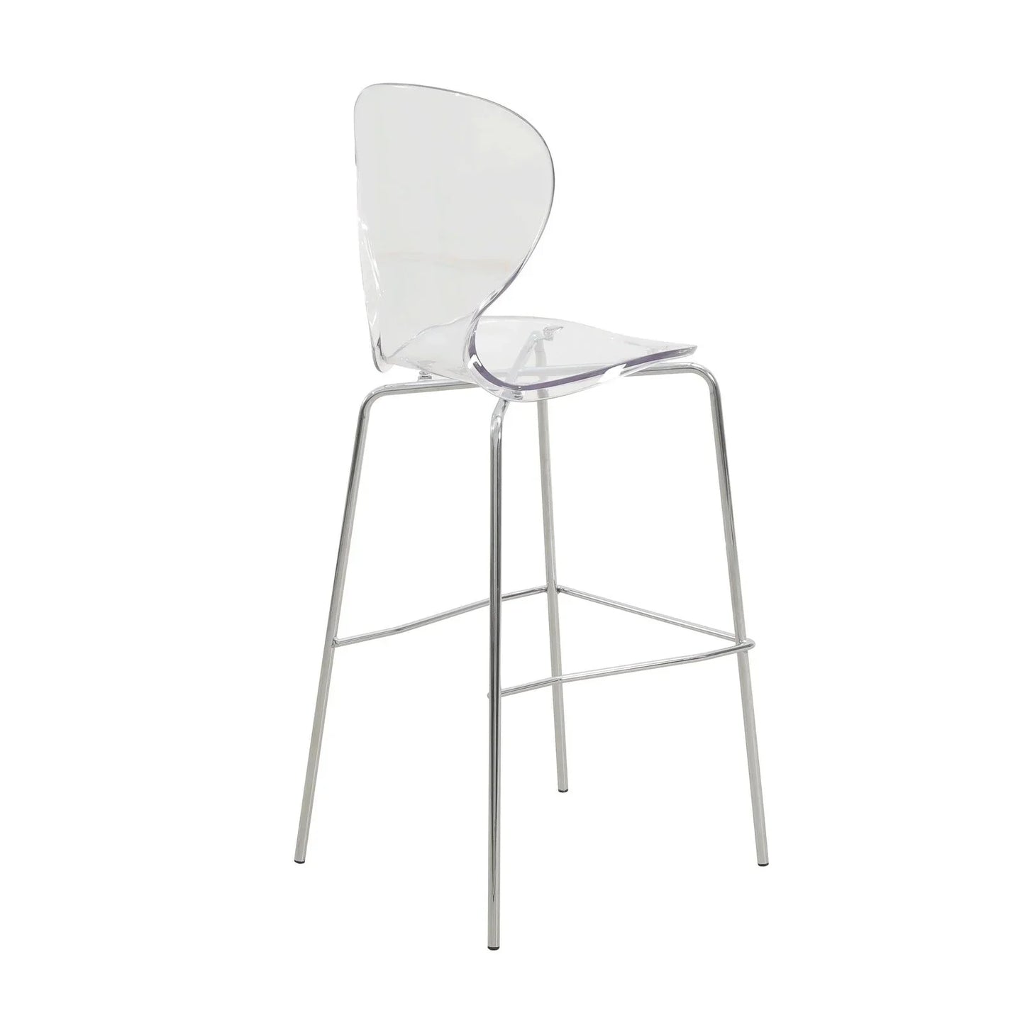 Oyster Mid-Century Modern Acrylic Barstool with Steel Frame in Chrome Finish Set of 2 - Elax Furniture