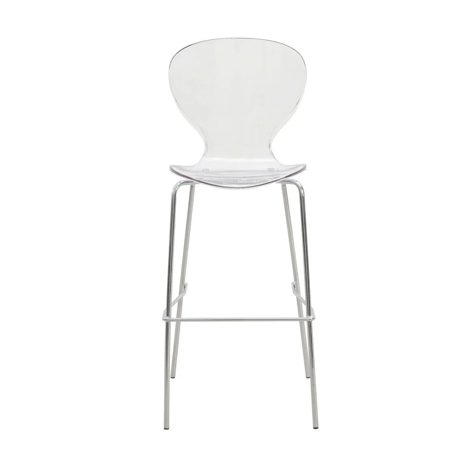 Oyster Mid-Century Modern Acrylic Barstool with Steel Frame in Chrome Finish for Kitchen and Dining Room - Elax Furniture