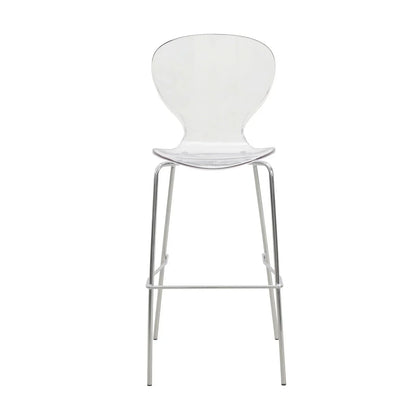 Oyster Mid-Century Modern Acrylic Barstool with Steel Frame in Chrome Finish for Kitchen and Dining Room - Elax Furniture