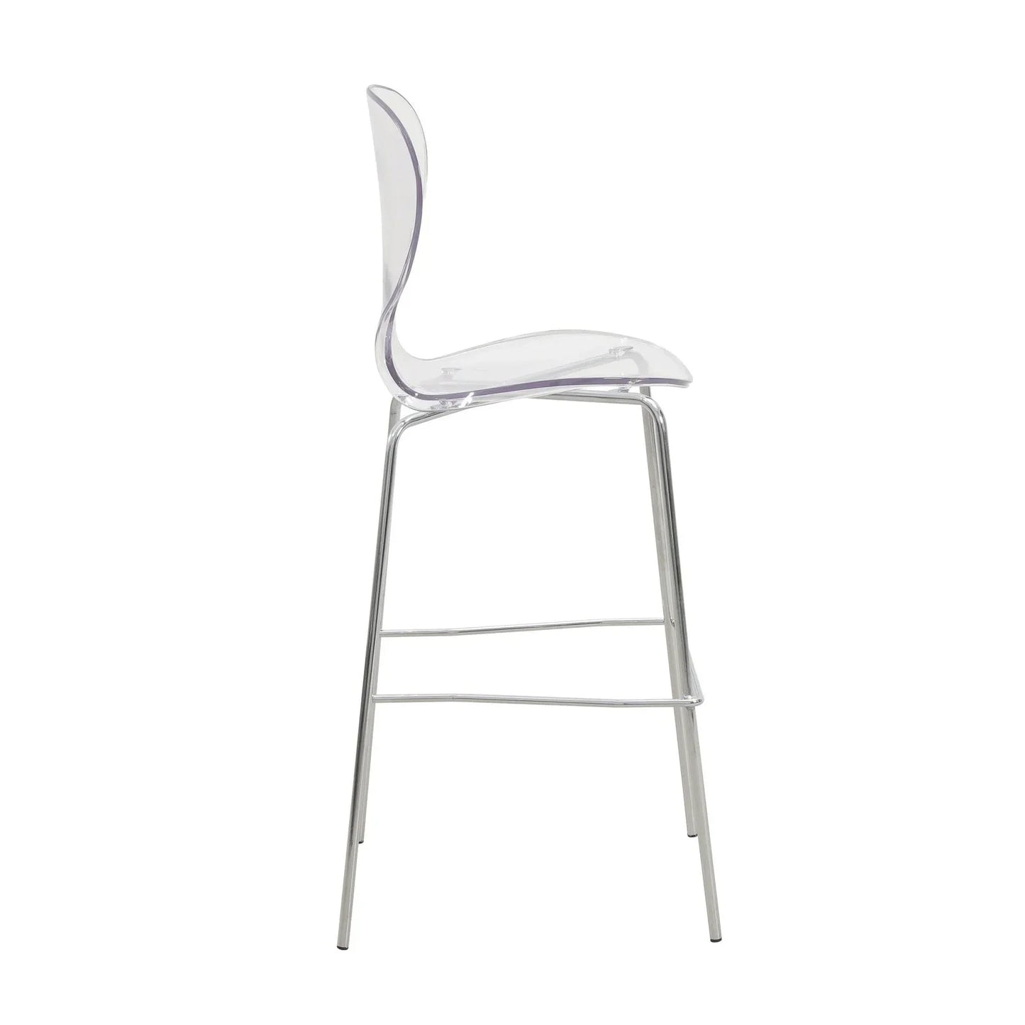 Oyster Mid-Century Modern Acrylic Barstool with Steel Frame in Chrome Finish for Kitchen and Dining Room - Elax Furniture