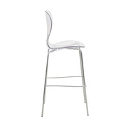 Oyster Mid-Century Modern Acrylic Barstool with Steel Frame in Chrome Finish for Kitchen and Dining Room - Elax Furniture