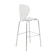 Oyster Mid-Century Modern Acrylic Barstool with Steel Frame in Chrome Finish for Kitchen and Dining Room - Elax Furniture