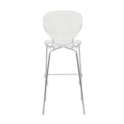 Oyster Mid-Century Modern Acrylic Barstool with Steel Frame in Chrome Finish for Kitchen and Dining Room - Elax Furniture