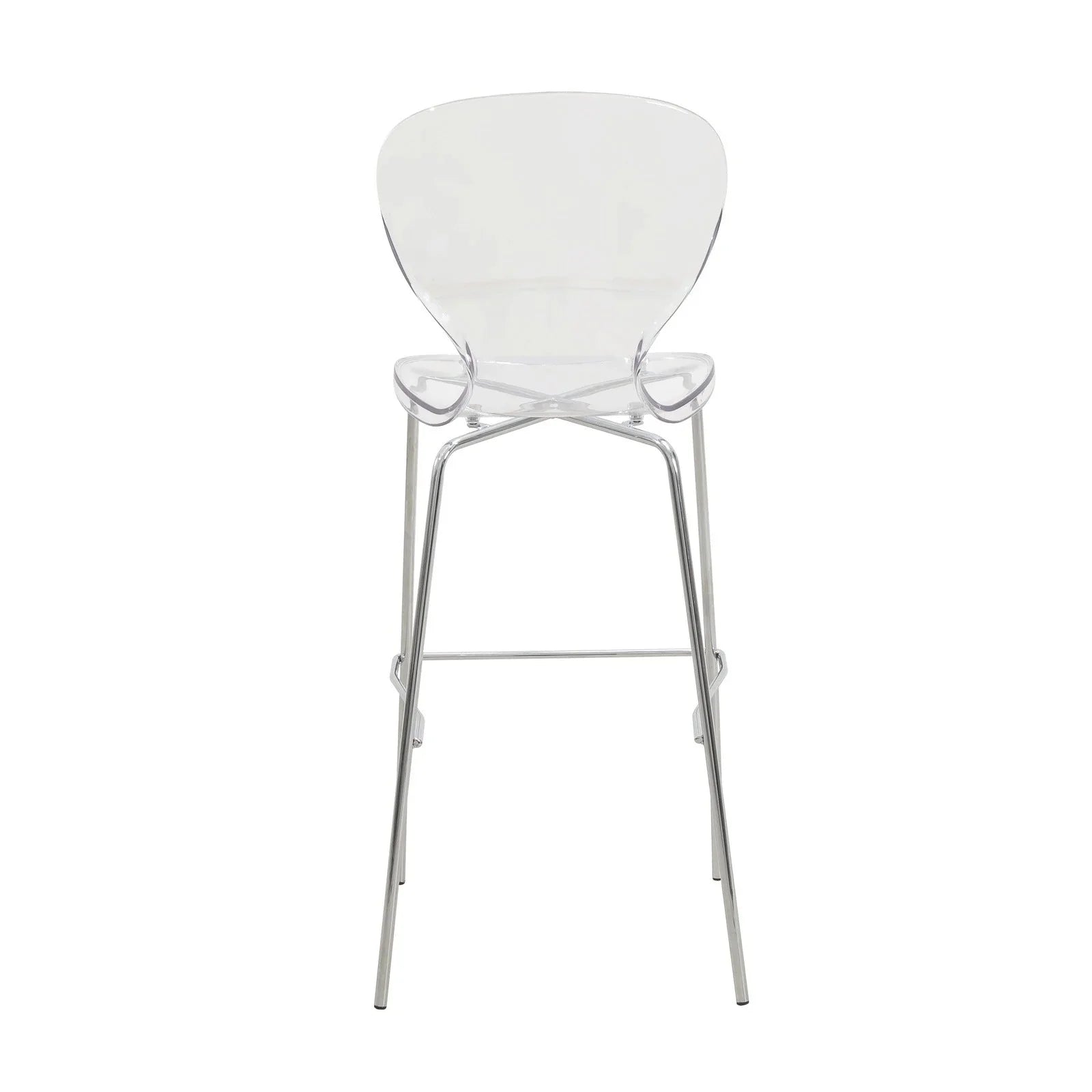 Oyster Mid-Century Modern Acrylic Barstool with Steel Frame in Chrome Finish for Kitchen and Dining Room - Elax Furniture