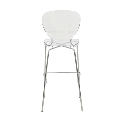Oyster Mid-Century Modern Acrylic Barstool with Steel Frame in Chrome Finish for Kitchen and Dining Room - Elax Furniture