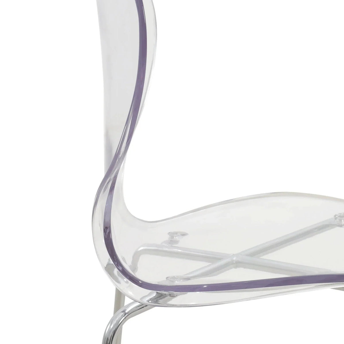 Oyster Mid-Century Modern Acrylic Barstool with Steel Frame in Chrome Finish for Kitchen and Dining Room - Elax Furniture