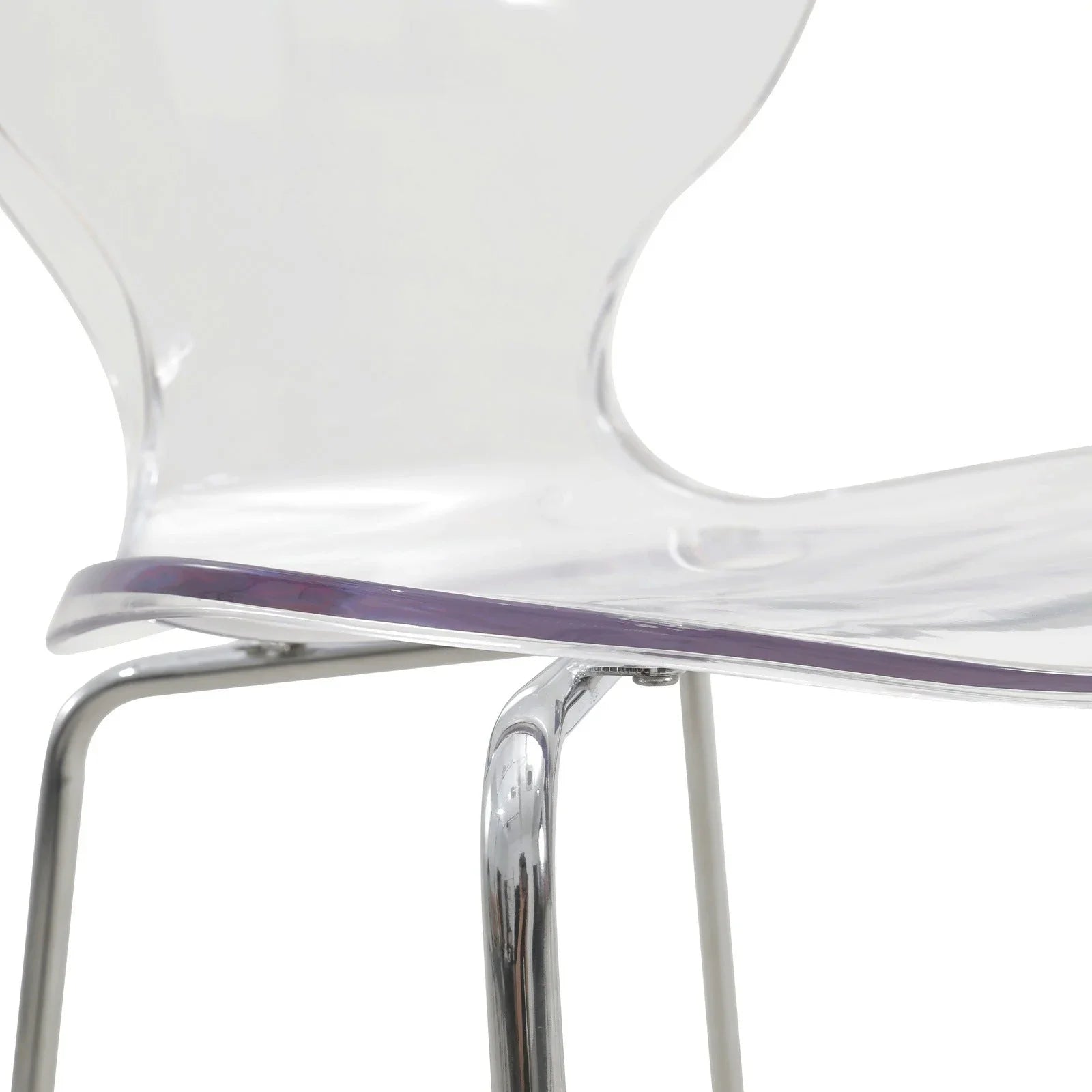 Oyster Mid-Century Modern Acrylic Barstool with Steel Frame in Chrome Finish for Kitchen and Dining Room - Elax Furniture