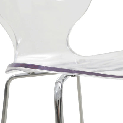 Oyster Mid-Century Modern Acrylic Barstool with Steel Frame in Chrome Finish for Kitchen and Dining Room - Elax Furniture