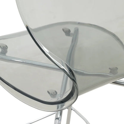 Oyster Mid-Century Modern Acrylic Barstool with Steel Frame in Chrome Finish Set of 2 - Elax Furniture