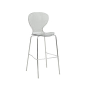 Oyster Mid-Century Modern Acrylic Barstool with Steel Frame in Chrome Finish Set of 2 - Elax Furniture