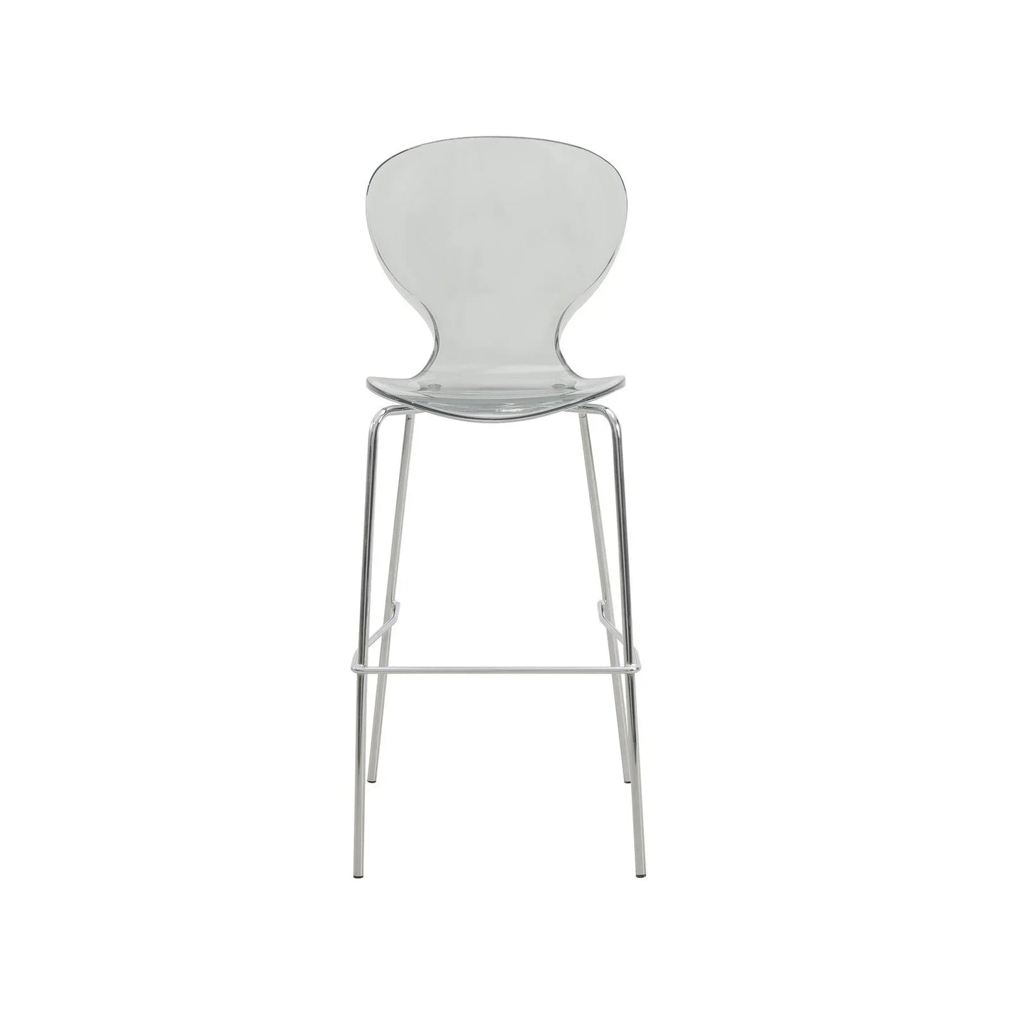 Oyster Mid-Century Modern Acrylic Barstool with Steel Frame in Chrome Finish Set of 2 - Elax Furniture