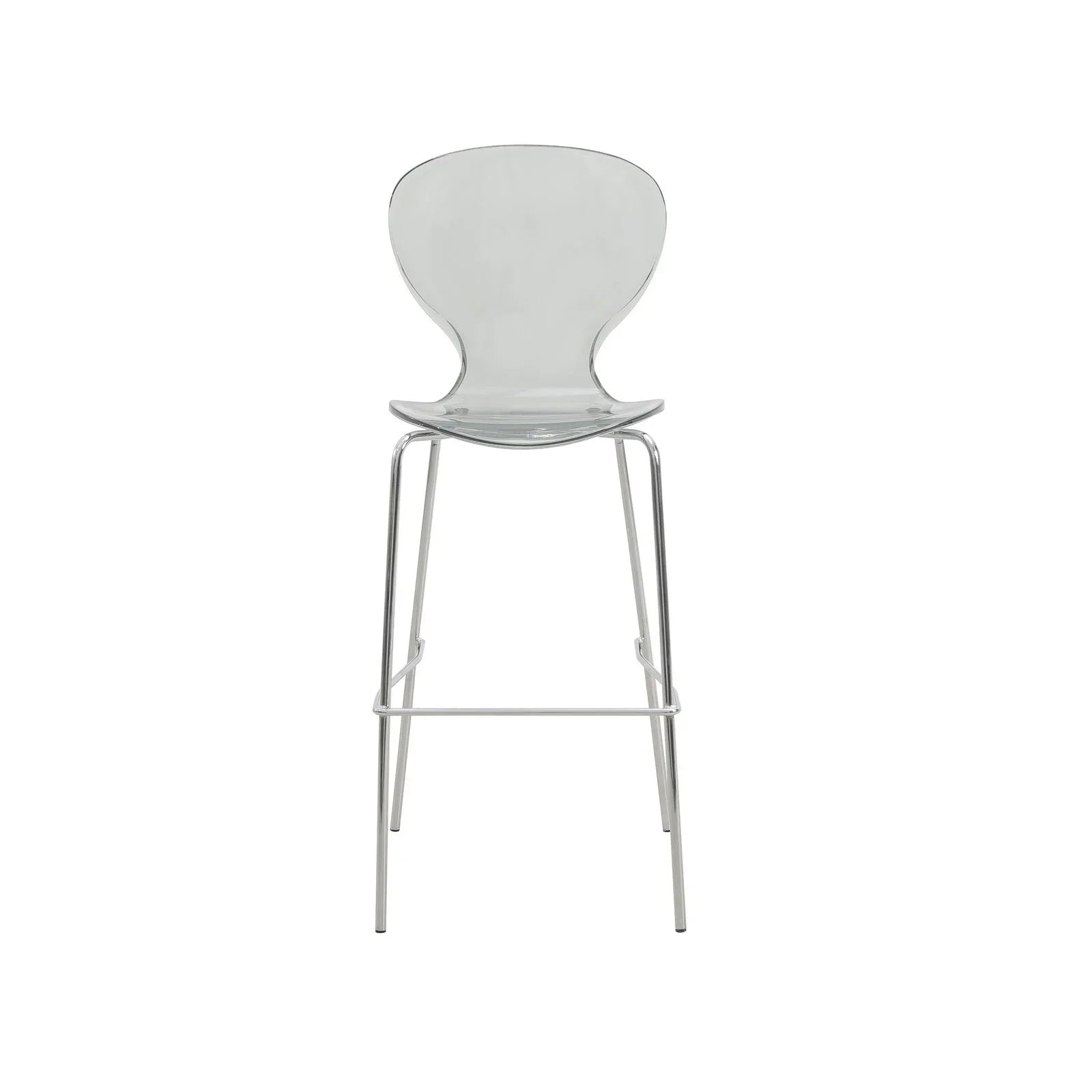Oyster Mid-Century Modern Acrylic Barstool with Steel Frame in Chrome Finish Set of 2 - Elax Furniture