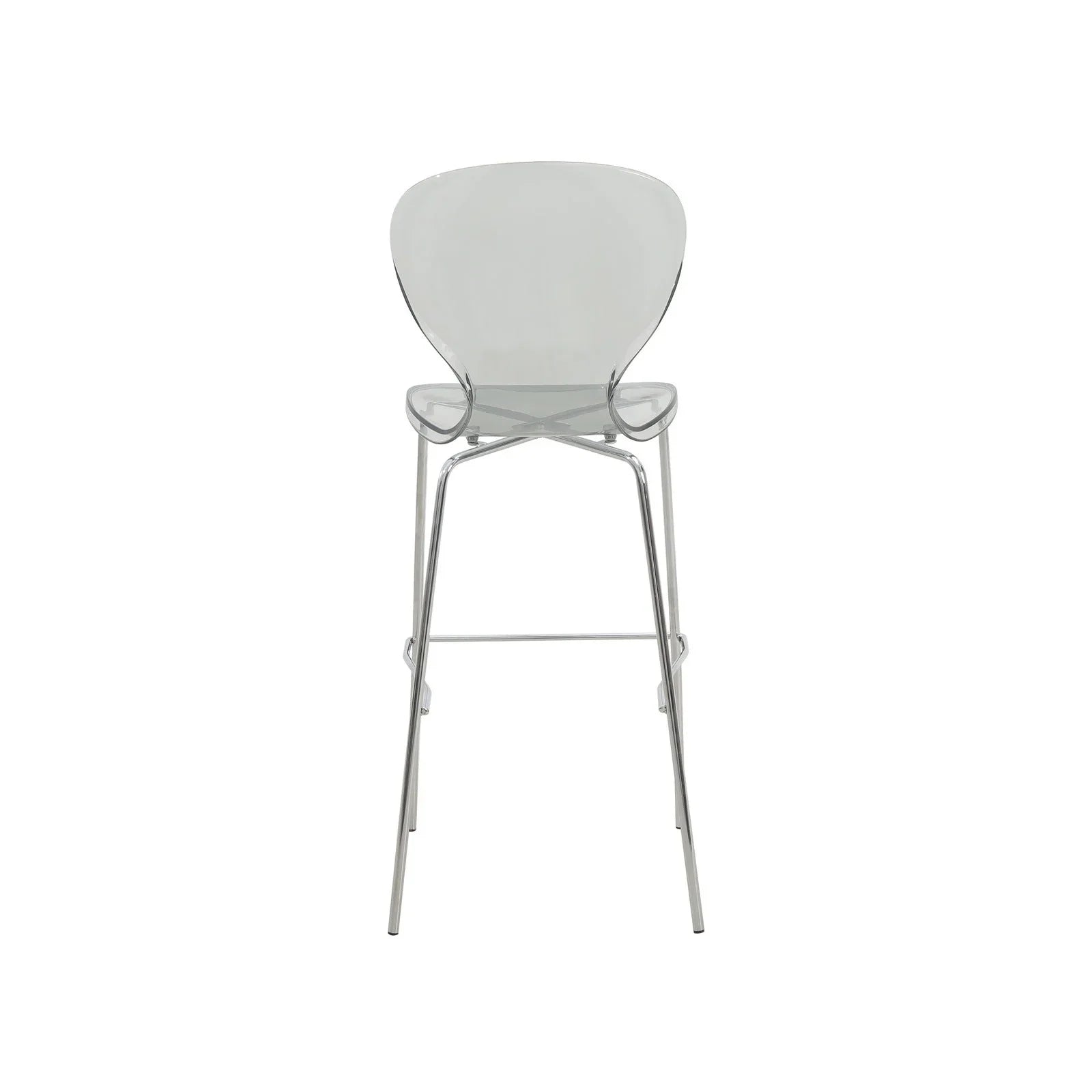 Oyster Mid-Century Modern Acrylic Barstool with Steel Frame in Chrome Finish Set of 2 - Elax Furniture