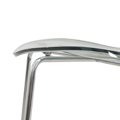 Oyster Mid-Century Modern Acrylic Barstool with Steel Frame in Chrome Finish Set of 2 - Elax Furniture