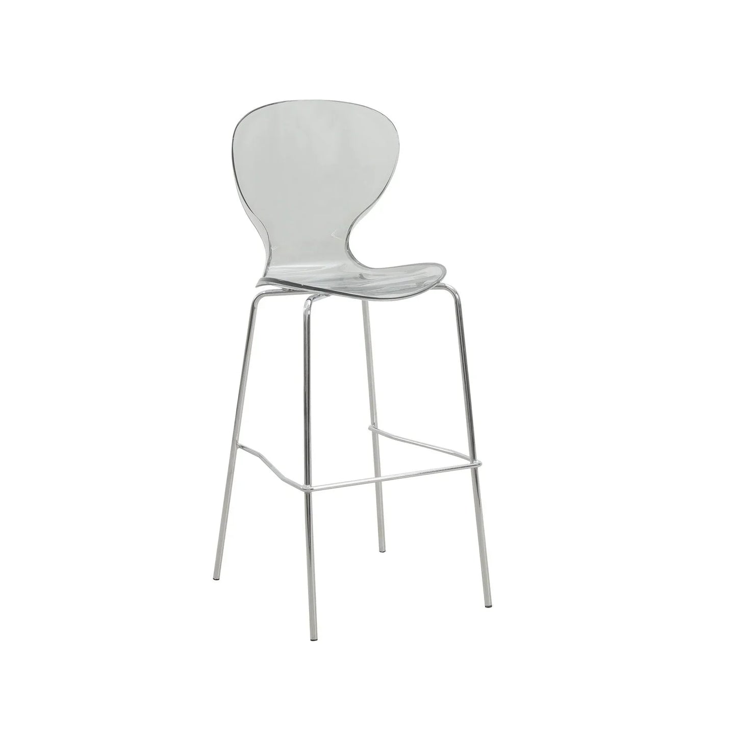Oyster Mid-Century Modern Acrylic Barstool with Steel Frame in Chrome Finish for Kitchen and Dining Room - Elax Furniture
