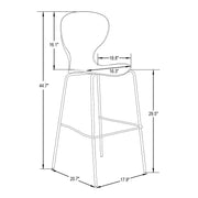Oyster Mid-Century Modern Acrylic Barstool with Steel Frame in Chrome Finish for Kitchen and Dining Room - Elax Furniture