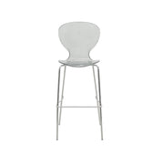 Oyster Mid-Century Modern Acrylic Barstool with Steel Frame in Chrome Finish for Kitchen and Dining Room - Elax Furniture