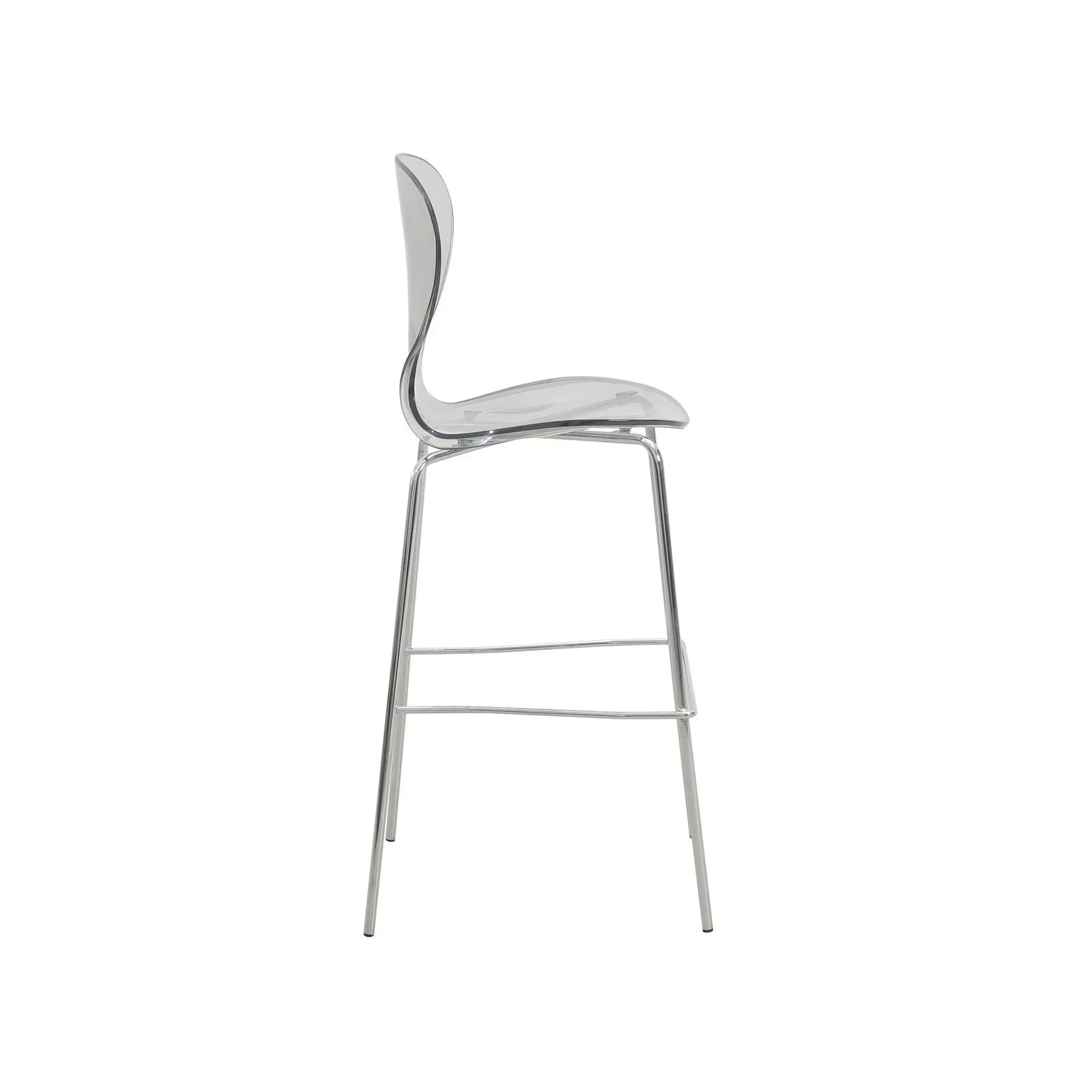 Oyster Mid-Century Modern Acrylic Barstool with Steel Frame in Chrome Finish for Kitchen and Dining Room - Elax Furniture